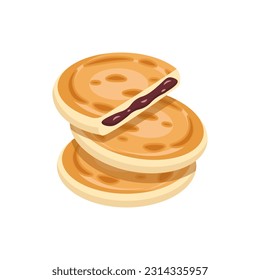 Vector illustration of Hotteok, Korean sweet pancakes. Korean street food.