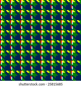 Vector illustration of hound's tooth check woven tweed fabric with seamless repeat pattern on a predominantly blue background