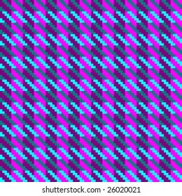 Vector illustration of hound's tooth check woven tweed fabric with seamless repeat background pattern, in heather mix colors of purple and pink