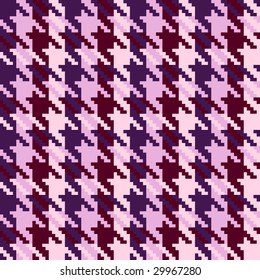 Vector illustration of hound's tooth check woven tweed fabric with seamless repeat background pattern, in heather shades of purple and pink