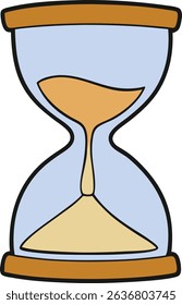 Vector illustration of an hourglass with flowing sand inside transparent glass chambers. Symbol of time, countdown, and urgency. Perfect for productivity, deadline, or vintage design themes.