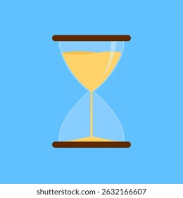 Vector illustration of hourglass isolated on blue background.