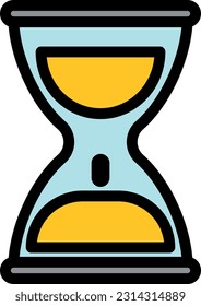 Vector illustration of an hourglass. Over time. Wait.