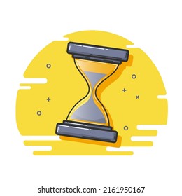 Vector illustration of an hourglass. Retro. Measures the time. Sand is falling. Flat style Icon, Sketch