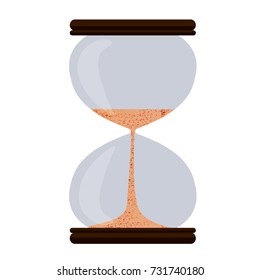 a vector illustration of an hourglass with sand; time icon symbol; isolated on white background
