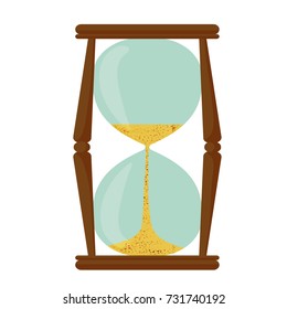 a vector illustration of an hourglass with sand; time icon symbol; isolated on white background