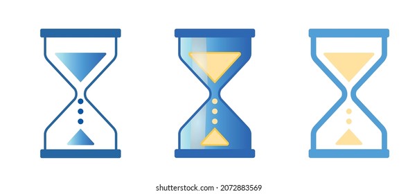  Vector illustration of hourglass. Hourglass set
