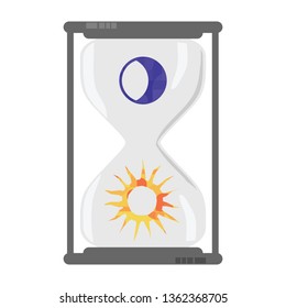 Vector Illustration Of Hourglass With Sun And Moon For Biorhythm Concept