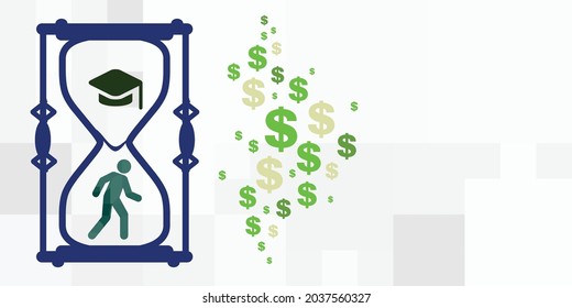 ilustración vectorial del hombre que camina por el vidrio y la vida estudiantil símbolo de la educación 