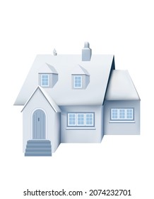 Vektorgrafik eines Hauses 3D-Modell eines Hauses auf weißem Hintergrund für Skizzen von Architekturarbeiten.