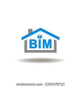 Ilustración vectorial de la casa con abreviatura BIM. Símbolo de la modelización de información de construcción de BIM.