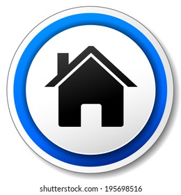 Vector illustration of house black and blue icon on white background