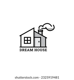Ilustración vectorial del logotipo del edificio de la casa en estilo de arte de línea