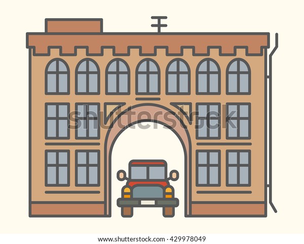 Vector illustration of a house, building, three\
floors, window, showcase, glass, illustrations on a light\
background, lines, architecture, colored illustration house, car,\
transport, lights,\
wheels