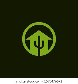 vector illustration of a house and cactus