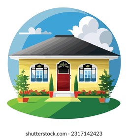 Vector Illustration of a House and Lot with a Charming Riverside Location
