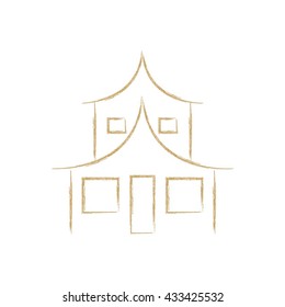 Vector illustration of a house in the Chinese style.