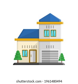 vector illustration of house decorated with blue roof elements