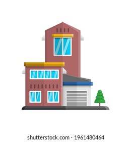 Vector illustration of house decorated with maroon colored elements