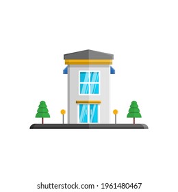 vector illustration of house decorated with simple garden elements