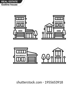 Vector illustration of a house designed in an outline style for a real estate theme