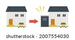 Vector illustration of house extension before and after.