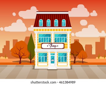 Vector illustration of house facade or shop