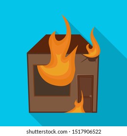 Vector illustration of house and flame symbol. Graphic of house and burning stock symbol for web.
