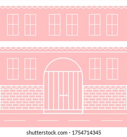 Vector illustration of a house. Flat linear vector. Cottage, shop, residential building.