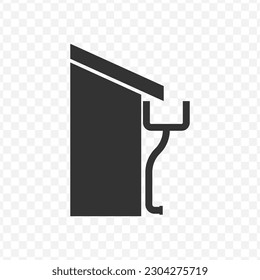 Vector illustration of house gutters icon in dark color and transparent background(png).