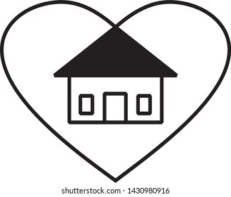 Vector illustration with house in a hearth.