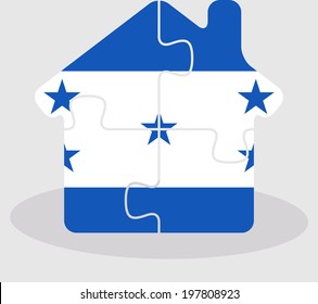 Vector illustration of house home icon with Honduras flag in puzzle isolated on white background