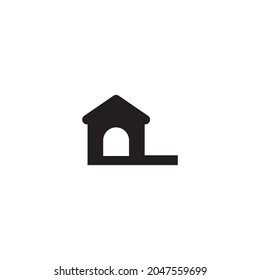 Icono vectorial de la casa en los colores negro, verde y blanco. Símbolo del hogar. Signo residencial.