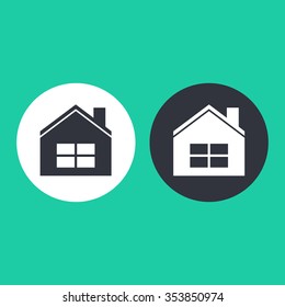 Vector illustration of house icon. Can be used as company logo, badge, web interface and mobile application button, pictogram
