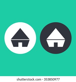 Vector illustration of house icon. Can be used as company logo, badge, web interface and mobile application button, pictogram
