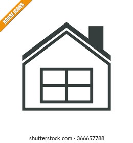 Vector illustration of house icon. Can be used as company logo, badge, web interface and mobile application button, pictogram