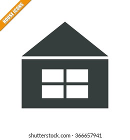 Vector illustration of house icon. Can be used as company logo, badge, web interface and mobile application button, pictogram