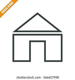 Vector illustration of house icon. Can be used as company logo, badge, web interface and mobile application button, pictogram