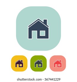 Vector illustration of house icon. Can be used as company logo, badge, web interface and mobile application button, pictogram