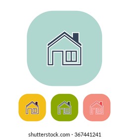 Vector illustration of house icon. Can be used as company logo, badge, web interface and mobile application button, pictogram