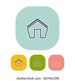 Vector illustration of house icon. Can be used as company logo, badge, web interface and mobile application button, pictogram
