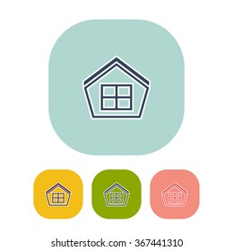 Vector illustration of house icon. Can be used as company logo, badge, web interface and mobile application button, pictogram