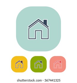 Vector illustration of house icon. Can be used as company logo, badge, web interface and mobile application button, pictogram