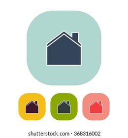 Vector illustration of house icon. Can be used as company logo, badge, web interface and mobile application button, pictogram