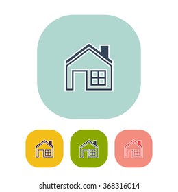 Vector illustration of house icon. Can be used as company logo, badge, web interface and mobile application button, pictogram