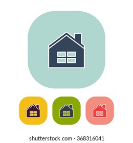 Vector illustration of house icon. Can be used as company logo, badge, web interface and mobile application button, pictogram