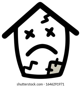 Vector illustration of house icon with crack