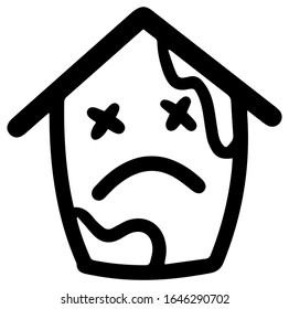 Vector illustration of house icon with dirt