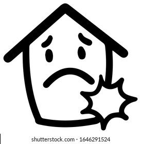 Vector illustration of house icon with explosion