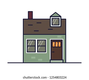 Vector illustration of house icon isolated on white background. Home icon. House vector illustration flat design. Isolated on background.